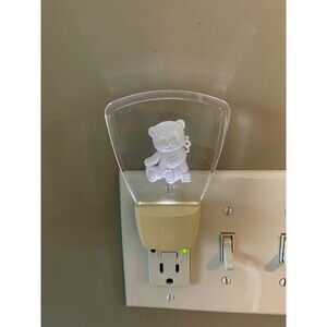 VTG 90s 80s Teddy Bear GE Electric Light Up Night Lite Kids Toy Glass Plug IN